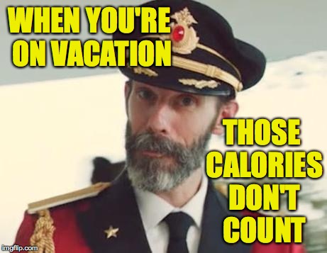 I take it by your silence that you agree. | WHEN YOU'RE ON VACATION; THOSE CALORIES DON'T COUNT | image tagged in captain obvious,memes,vacation | made w/ Imgflip meme maker