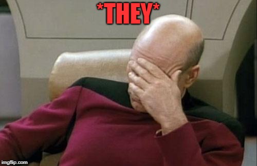 Captain Picard Facepalm Meme | *THEY* | image tagged in memes,captain picard facepalm | made w/ Imgflip meme maker