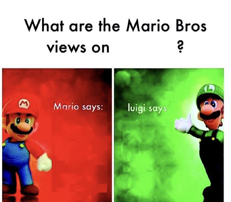 High Quality What are the mario bros views on:      ? Blank Meme Template