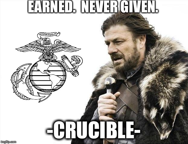 Brace Yourselves X is Coming Meme | EARNED. 
NEVER GIVEN. -CRUCIBLE- | image tagged in memes,brace yourselves x is coming | made w/ Imgflip meme maker