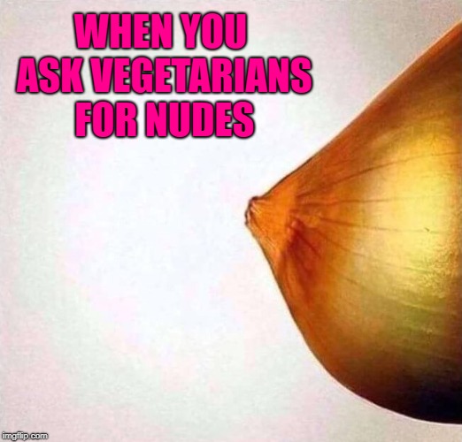 I guess it'll have to do...LOL | WHEN YOU ASK VEGETARIANS FOR NUDES | image tagged in onion,memes,vegetarians,funny,food,vegetables | made w/ Imgflip meme maker