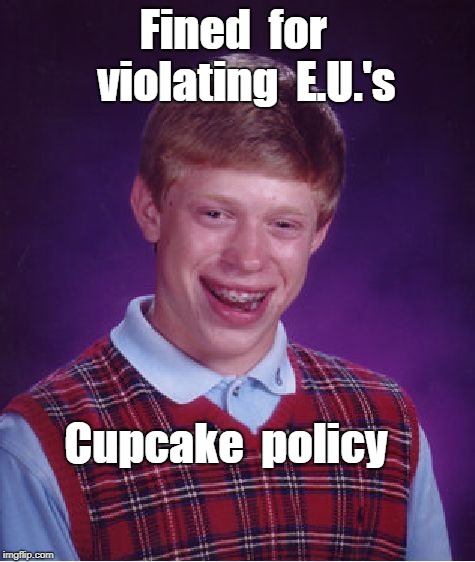 Bad Luck Brian -- E.U. gotcha | Fined  for   violating  E.U.'s; Cupcake  policy | image tagged in memes,bad luck brian,european union,privacy policy | made w/ Imgflip meme maker