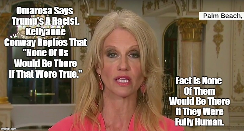 Omarosa Says Trump's A Racist. Kellyanne Conway Replies That "None Of Us Would Be There If That Were True." Fact Is None Of Them Would Be Th | made w/ Imgflip meme maker