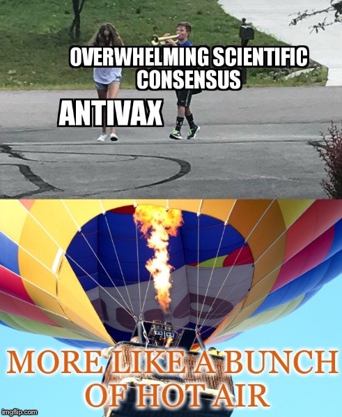 Don’t See A Parade | image tagged in antvax,trumpet,scientific concensus,hot air,appeal to authority | made w/ Imgflip meme maker