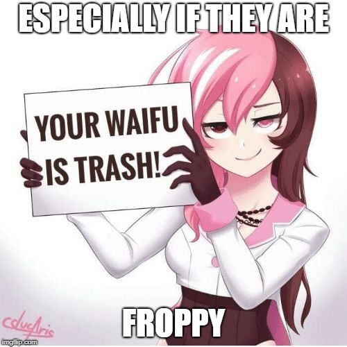 ESPECIALLY IF THEY ARE; FROPPY | image tagged in your waifu is trash | made w/ Imgflip meme maker