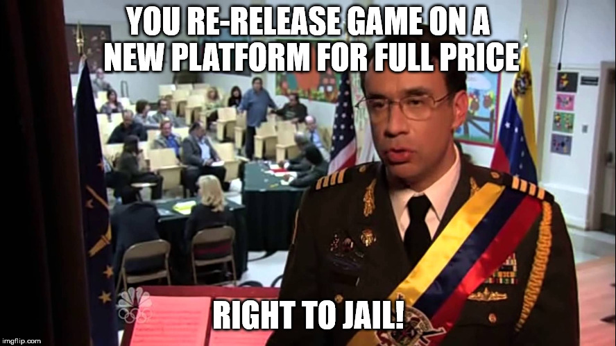 Bethesda Game Studios | YOU RE-RELEASE GAME ON A NEW PLATFORM FOR FULL PRICE; RIGHT TO JAIL! | image tagged in todd howard  bethesda | made w/ Imgflip meme maker