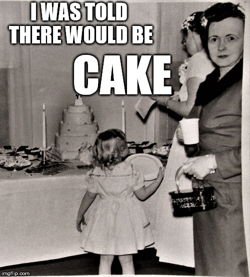 Judgemental Wedding Guest | I WAS TOLD THERE WOULD BE CAKE | image tagged in judgemental wedding guest | made w/ Imgflip meme maker