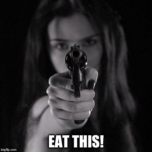 Eat this! | EAT THIS! | image tagged in eat this | made w/ Imgflip meme maker