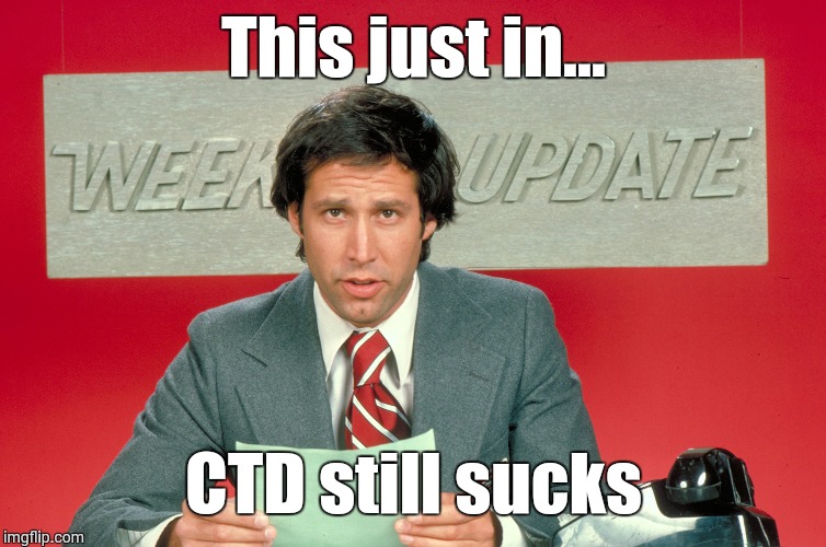 Chevy Chase snl weekend update | This just in... CTD still sucks | image tagged in chevy chase snl weekend update | made w/ Imgflip meme maker