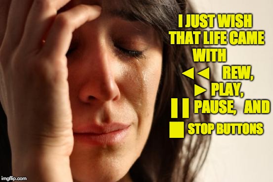First World Problems | I JUST WISH THAT LIFE CAME WITH       ◄◄    REW,     ► PLAY,      ▌▌PAUSE,   AND; █▌STOP BUTTONS | image tagged in memes,first world problems | made w/ Imgflip meme maker