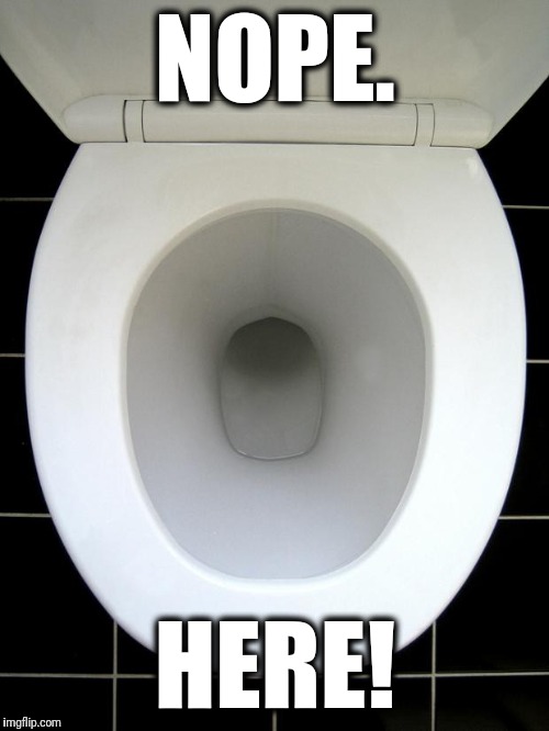 TOILET | NOPE. HERE! | image tagged in toilet | made w/ Imgflip meme maker