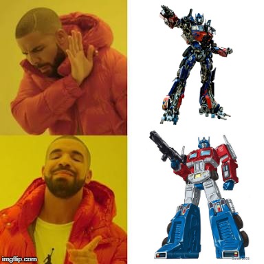 G1 vs Bayformers | image tagged in yes no,transformers g1,transformers | made w/ Imgflip meme maker