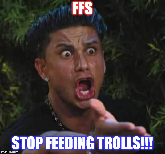 Jersey shore  | FFS; STOP FEEDING TROLLS!!! | image tagged in jersey shore | made w/ Imgflip meme maker