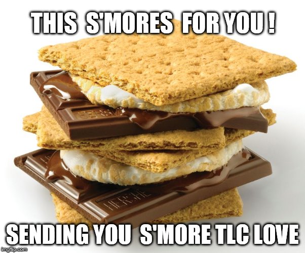 smores | THIS  S'MORES  FOR YOU ! SENDING YOU  S'MORE TLC LOVE | image tagged in smores | made w/ Imgflip meme maker