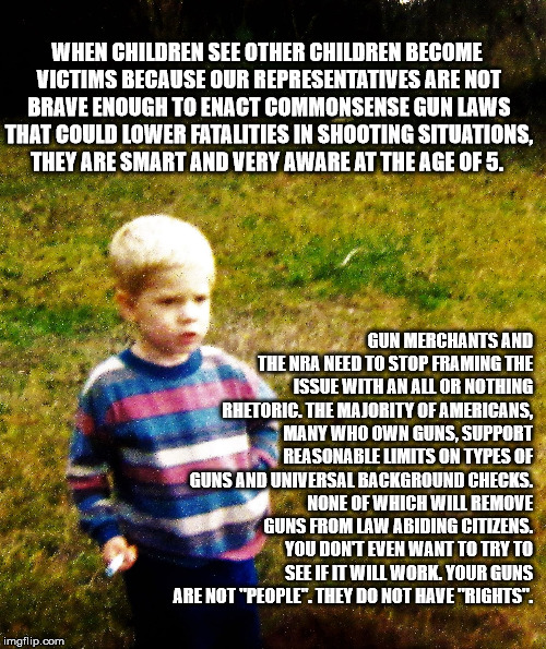 contemplative toddler | WHEN CHILDREN SEE OTHER CHILDREN BECOME VICTIMS BECAUSE OUR REPRESENTATIVES ARE NOT BRAVE ENOUGH TO ENACT COMMONSENSE GUN LAWS THAT COULD LO | image tagged in contemplative toddler | made w/ Imgflip meme maker