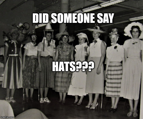 Helen's Hat Friends | DID SOMEONE SAY HATS??? | image tagged in helen's hat friends | made w/ Imgflip meme maker