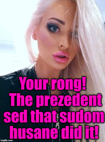 shrug | Your rong!  The prezedent sed that sudom husane did it! | image tagged in shrug | made w/ Imgflip meme maker