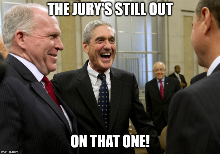 Happy Robert Mueller | THE JURY'S STILL OUT ON THAT ONE! | image tagged in happy robert mueller | made w/ Imgflip meme maker