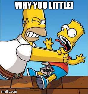 Why you little! | WHY YOU LITTLE! | image tagged in homer simpson,bart simpson | made w/ Imgflip meme maker