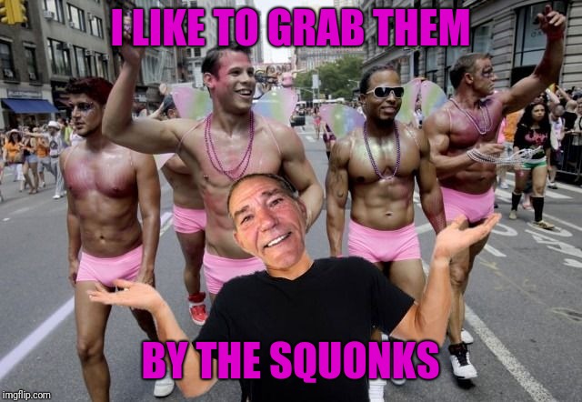 coollew gay pride | I LIKE TO GRAB THEM BY THE SQUONKS | image tagged in coollew gay pride | made w/ Imgflip meme maker