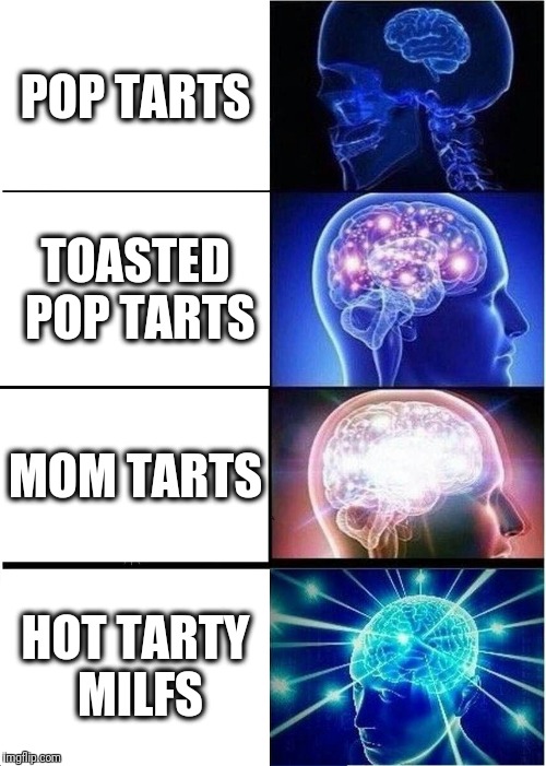 Expanding Brain Meme | POP TARTS TOASTED POP TARTS MOM TARTS HOT TARTY MILFS | image tagged in memes,expanding brain | made w/ Imgflip meme maker