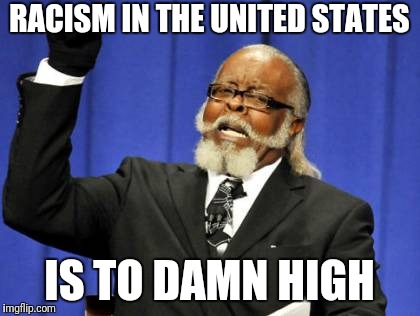 KICK RACIST PEOPLE OUT  | RACISM IN THE UNITED STATES; IS TO DAMN HIGH | image tagged in memes,too damn high,racism,usa | made w/ Imgflip meme maker