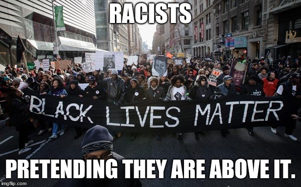blm | RACISTS; PRETENDING THEY ARE ABOVE IT. | image tagged in blm | made w/ Imgflip meme maker