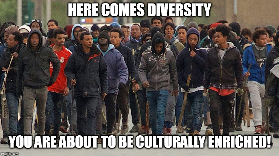 HERE COMES DIVERSITY YOU ARE ABOUT TO BE CULTURALLY ENRICHED! | made w/ Imgflip meme maker