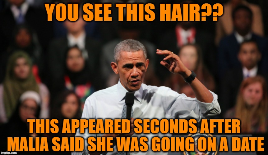 YOU SEE THIS HAIR?? THIS APPEARED SECONDS AFTER MALIA SAID SHE WAS GOING ON A DATE | made w/ Imgflip meme maker