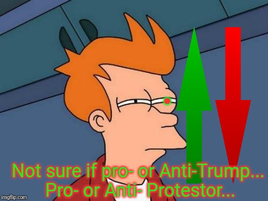 Futurama Fry Meme | . Not sure if pro- or Anti-Trump... Pro- or Anti- Protestor... | image tagged in memes,futurama fry | made w/ Imgflip meme maker