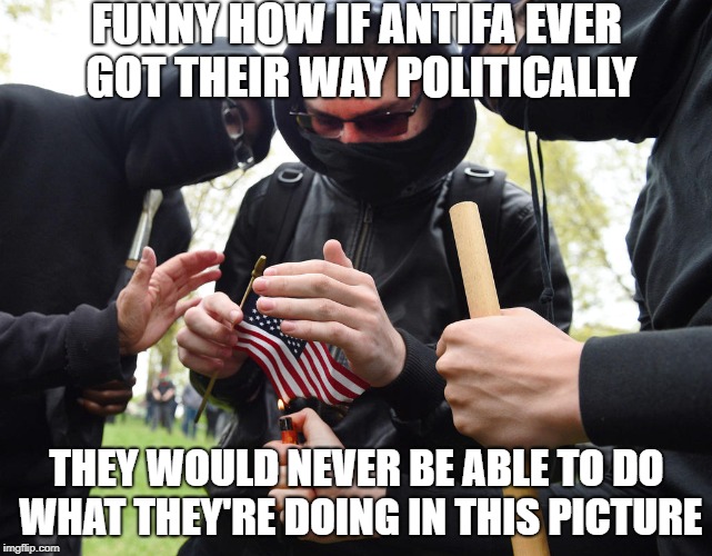 There Is No Freedom Of Speech Under Socialism | FUNNY HOW IF ANTIFA EVER GOT THEIR WAY POLITICALLY; THEY WOULD NEVER BE ABLE TO DO WHAT THEY'RE DOING IN THIS PICTURE | image tagged in antifa sparks micro-revolution,memes | made w/ Imgflip meme maker