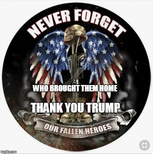 Fallen Soldiers | WHO BROUGHT THEM HOME; THANK YOU TRUMP | image tagged in patriotism | made w/ Imgflip meme maker