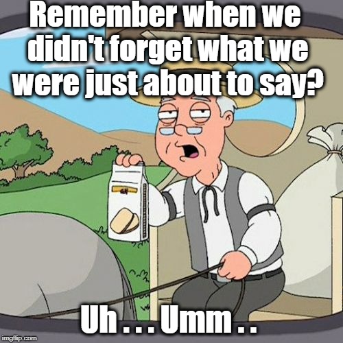 Pepperidge Farm Remembers Meme | Remember when we didn't forget what we were just about to say? Uh . . . Umm . . | image tagged in memes,pepperidge farm remembers | made w/ Imgflip meme maker