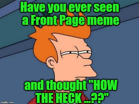 Makes you wonder sometimes "Who exactly are upvoting these things?" | Have you ever seen a Front Page meme; and thought "HOW THE HECK ...??" | image tagged in memes,futurama fry | made w/ Imgflip meme maker