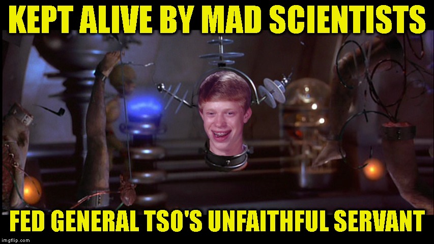 KEPT ALIVE BY MAD SCIENTISTS FED GENERAL TSO'S UNFAITHFUL SERVANT | made w/ Imgflip meme maker