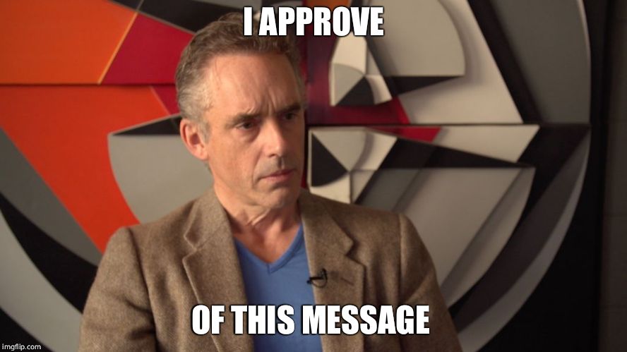 jordan peterson | I APPROVE OF THIS MESSAGE | image tagged in jordan peterson | made w/ Imgflip meme maker