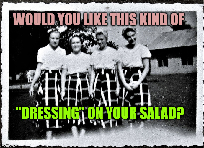 Bridesmaids for Hire! | WOULD YOU LIKE THIS KIND OF "DRESSING" ON YOUR SALAD? | image tagged in bridesmaids for hire | made w/ Imgflip meme maker