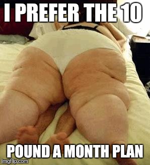 fat woman | I PREFER THE 10 POUND A MONTH PLAN | image tagged in fat woman | made w/ Imgflip meme maker