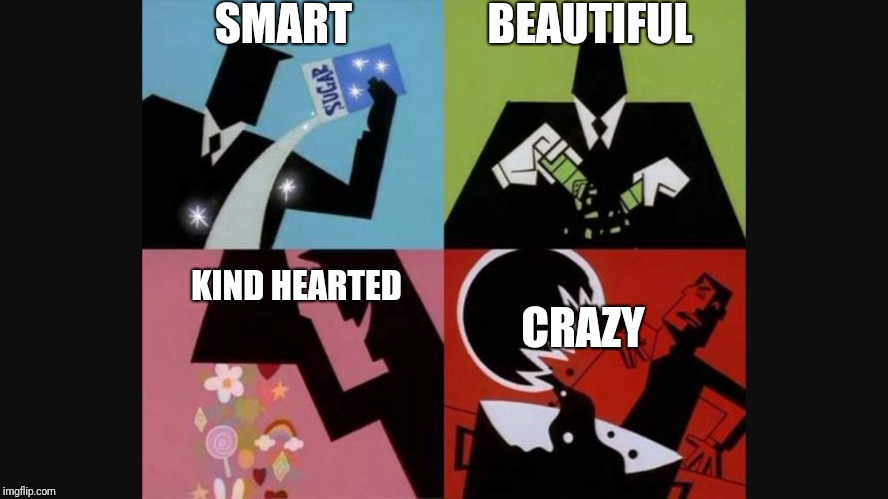 Almost Perfect | BEAUTIFUL; SMART; KIND HEARTED; CRAZY | image tagged in powerpuff girls | made w/ Imgflip meme maker