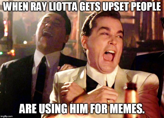 Good Fellas Hilarious | WHEN RAY LIOTTA GETS UPSET PEOPLE; ARE USING HIM FOR MEMES. | image tagged in memes,good fellas hilarious | made w/ Imgflip meme maker