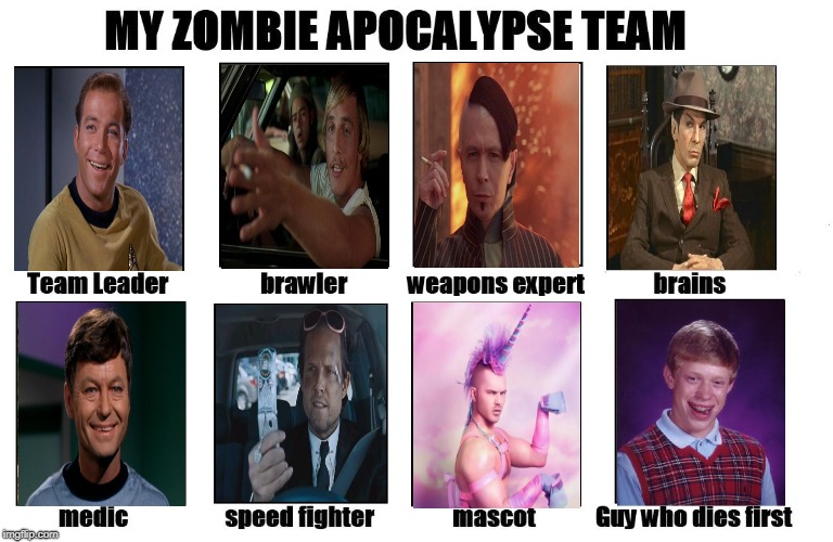 Team clues_gophered | image tagged in my zombie apocalypse team | made w/ Imgflip meme maker