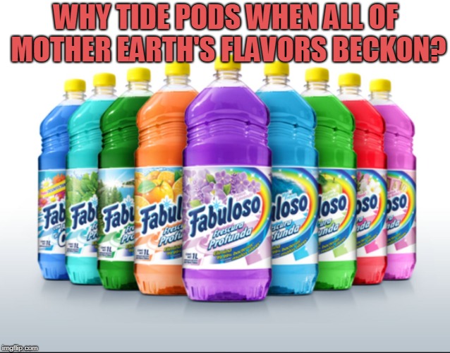 WHY TIDE PODS WHEN ALL OF MOTHER EARTH'S FLAVORS BECKON? | image tagged in tasty | made w/ Imgflip meme maker