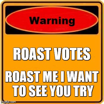 Roast me 2.0 | ROAST VOTES; ROAST ME I WANT TO SEE YOU TRY | image tagged in memes,warning sign,roast | made w/ Imgflip meme maker