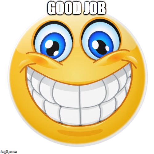 smiley face | GOOD JOB | image tagged in smiley face | made w/ Imgflip meme maker