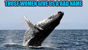 Whale. | THOSE WOMEN GIVE US A BAD NAME | image tagged in whale | made w/ Imgflip meme maker