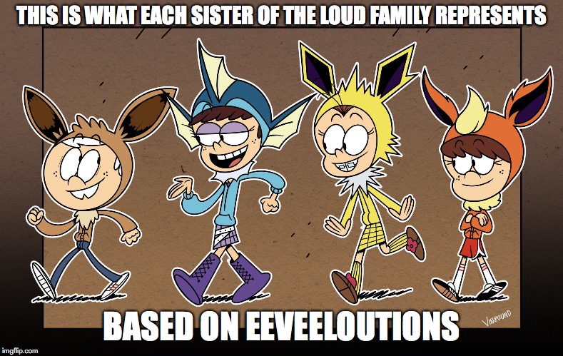 The Eevee House | THIS IS WHAT EACH SISTER OF THE LOUD FAMILY REPRESENTS; BASED ON EEVEELOUTIONS | image tagged in the loud house,eevee,pokemon,memes | made w/ Imgflip meme maker