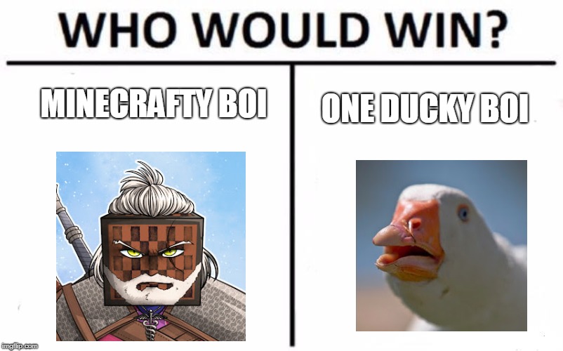 Grandayy? Or Dolan Dark? | MINECRAFTY BOI; ONE DUCKY BOI | image tagged in memes,who would win | made w/ Imgflip meme maker
