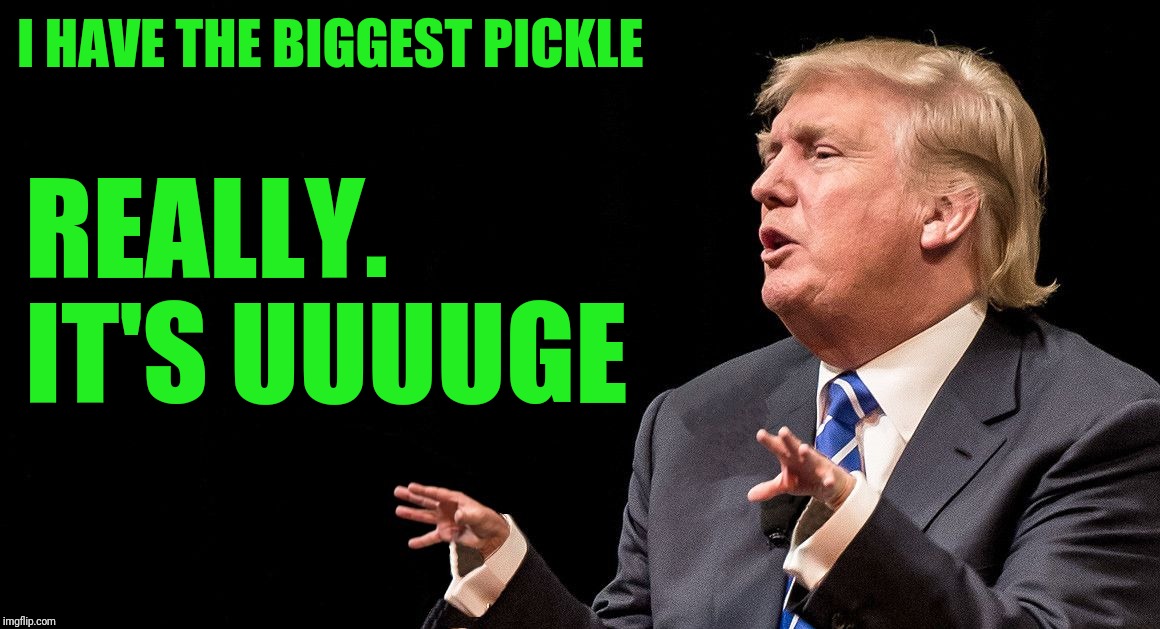 Small Hands | I HAVE THE BIGGEST PICKLE REALLY. IT'S UUUUGE | image tagged in small hands | made w/ Imgflip meme maker
