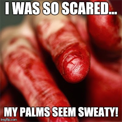 I WAS SO SCARED... MY PALMS SEEM SWEATY! | made w/ Imgflip meme maker