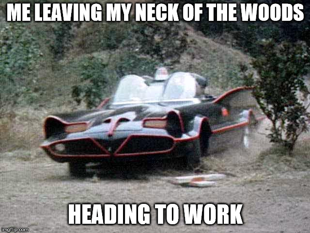 ME LEAVING MY NECK OF THE WOODS; HEADING TO WORK | made w/ Imgflip meme maker